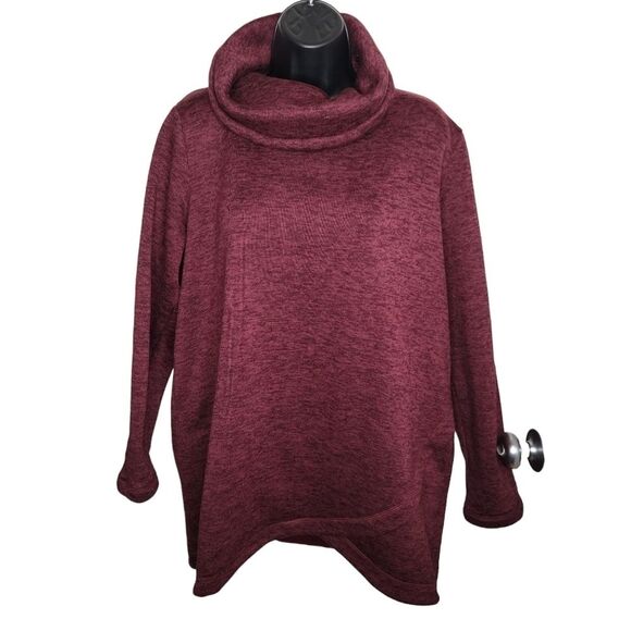 Lands' End cranberry cowl neck pullover sweatshirt XL (18) - Picture 1 of 5